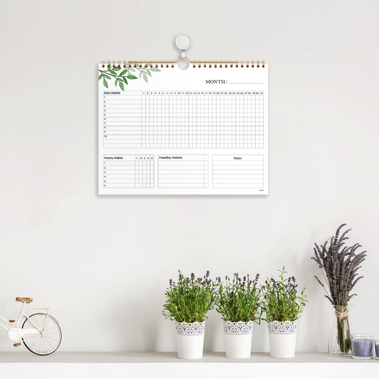 Habit Tracker Calendar - 12 Months Undated Daily Planner, 8"x10", Weekly & Monthly Period Habit Tracker Journal, Floral, Spiral Binding with Writable Goals Habits Track - Image 9