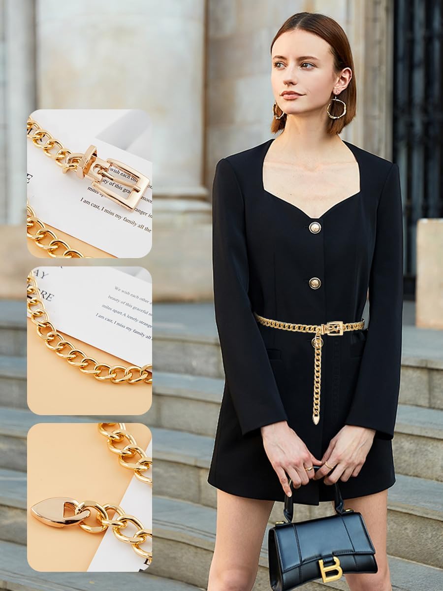 FIORETTO Chain Belt for Women Metal Waist Chain Fashion Multilayer Chain Belts for Dress - Image 2