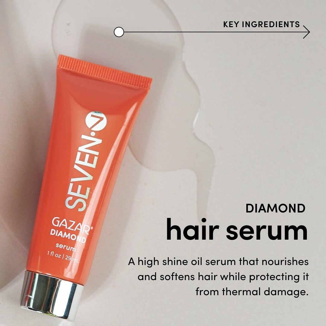 SEVEN Gazar Diamond Hair Serum for Frizzy and Damaged Hair Care, Anti Frizz, Smoothing, Shine Booster with Coconut & Macadamia Oil, Adds Heat Protection, Made in USA, 3.2oz - Image 3
