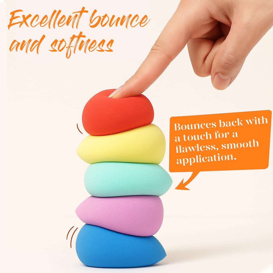 BEAKEY Makeup Sponge Set 5 Pack Micro Porous Low Absorption Soft Latex Free Foundation Beauty Sponges & Blenders for Powder Cream - Image 2