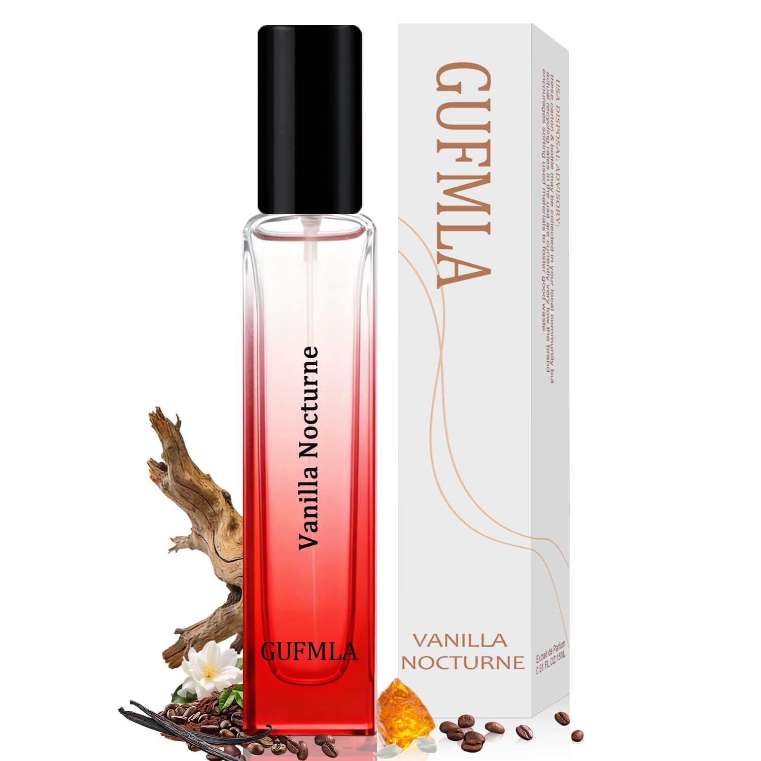 Pheromone Perfume for Woman, Amber Vanilla Perfume, Vanilla Nocturne Elixir Long Lasting Women's Eau Fraiche, 0.5 fl.oz / 15ml Travel Size Perfume Spray