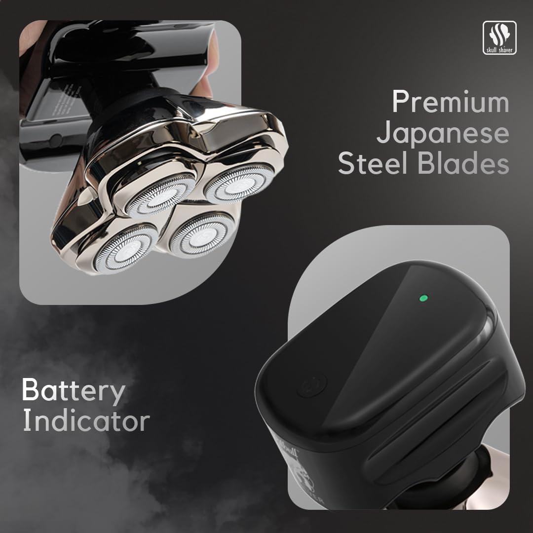 Skull Shaver Pitbull Silver PRO Head & Face Shaver - Premium Cordless Electric Shaver for Wet & Dry Shaving - Ergonomic & Easy-to-Clean Design - Includes Travel Pouch - Image 7