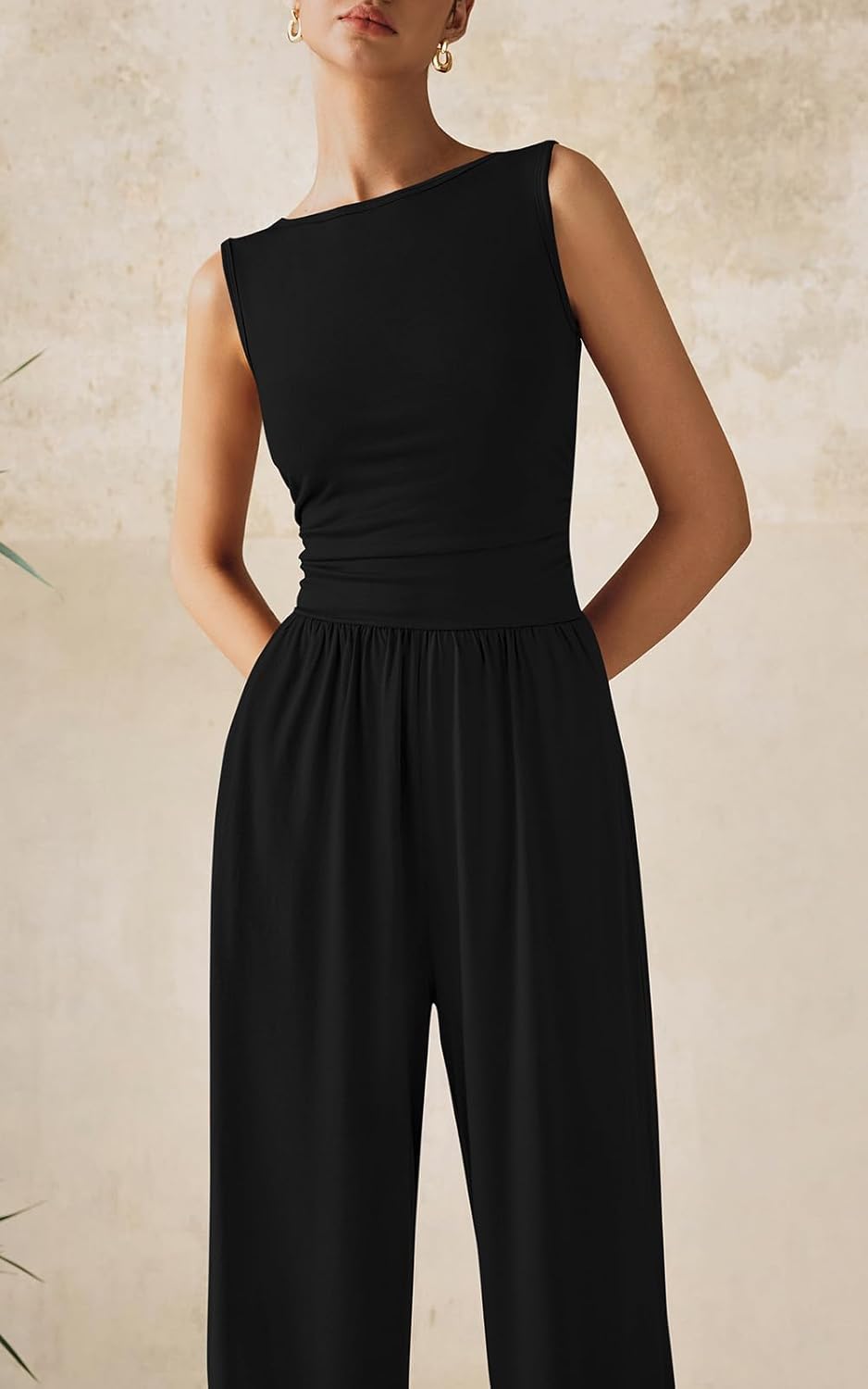 PRETTYGARDEN One Piece Jumpsuits for Women Dressy Casual Sleeveless Crewneck Wide Leg Rompers Jumpers Vacation Summer Outfits - Image 3