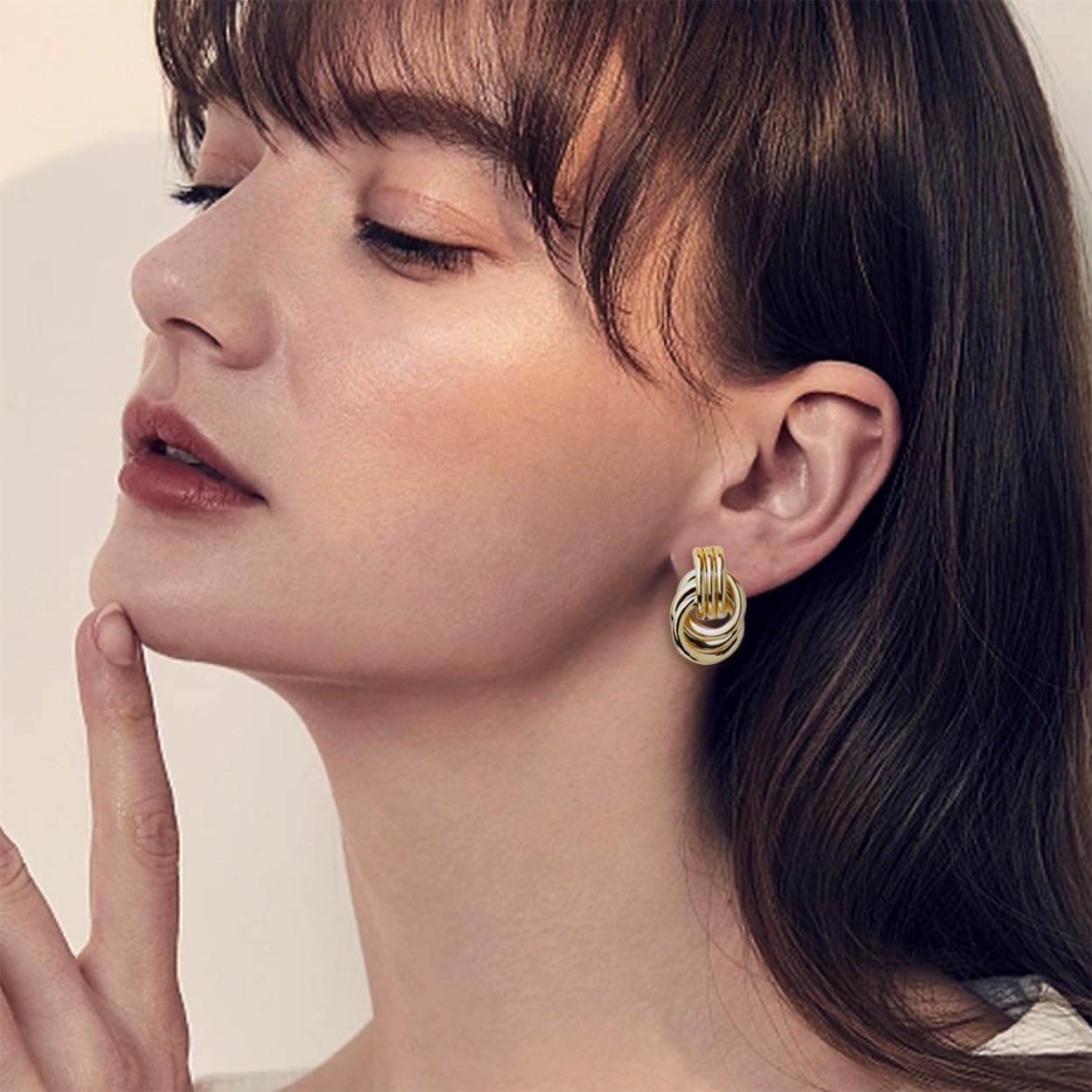 Jean Beau Chunky Gold Stud Earrings for Women Trendy Gold Plated Dangle Drop Wedding Prom Birthday Fashion Office Jewelry Gift - Image 2
