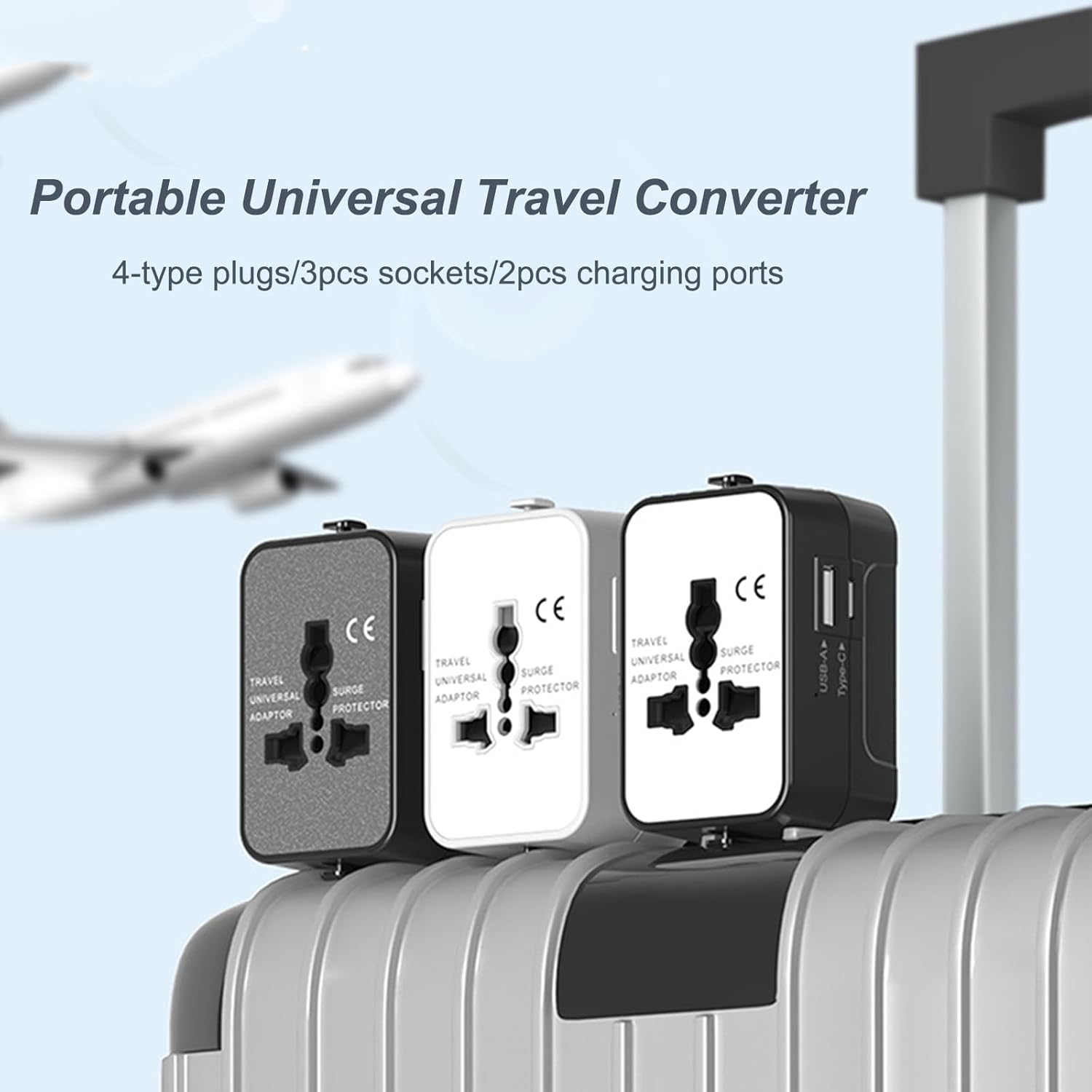 2025 Upgraded Universal Travel Adapter, Portable All in One International Power Adapter, European Travel Plug Adapter, for AC Power Plug USB-A Type-C Charging Ports with Double Fuse - Image 4