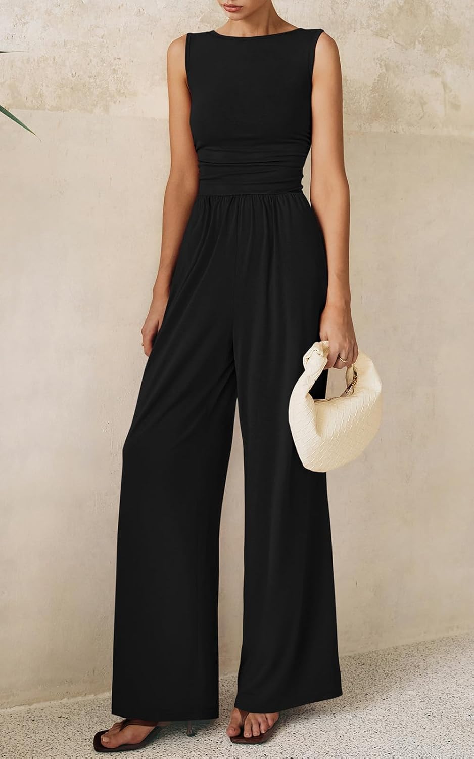 PRETTYGARDEN One Piece Jumpsuits for Women Dressy Casual Sleeveless Crewneck Wide Leg Rompers Jumpers Vacation Summer Outfits - Image 2