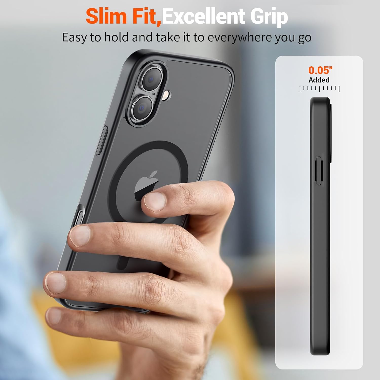 SUPFINE Magnetic for iPhone 16 Case (Compatible with MagSafe) (Military Grade Drop Protection) Translucent Matte Shockproof with Anti-Fingerprint Phone Cover,Black - Image 7