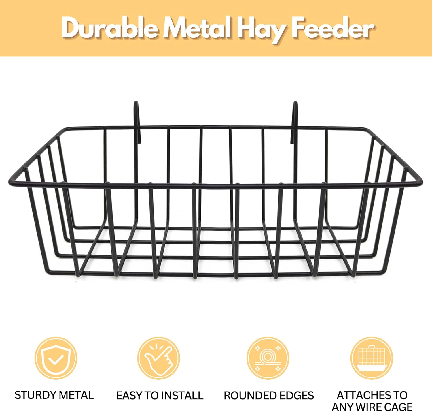 Rabbit Hay Feeder - 2Pcs Metal Rack Hay Holder for Guinea Pig Small Animals Grass Rack for Bunny Chinchilla Cage Reduce Mess 9x4x3 Inch - Image 3
