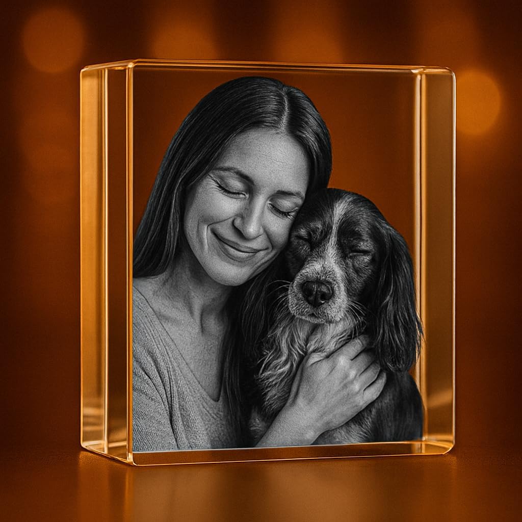 Personalized 3D Crystal Heart Figurine – Custom Photo Engraved Gift, Premium Crystal Keepsake for Anniversary, Wedding, Birthday, Couples & Loved Ones(medium rectangle 3 * 3.5 * 3 inches)