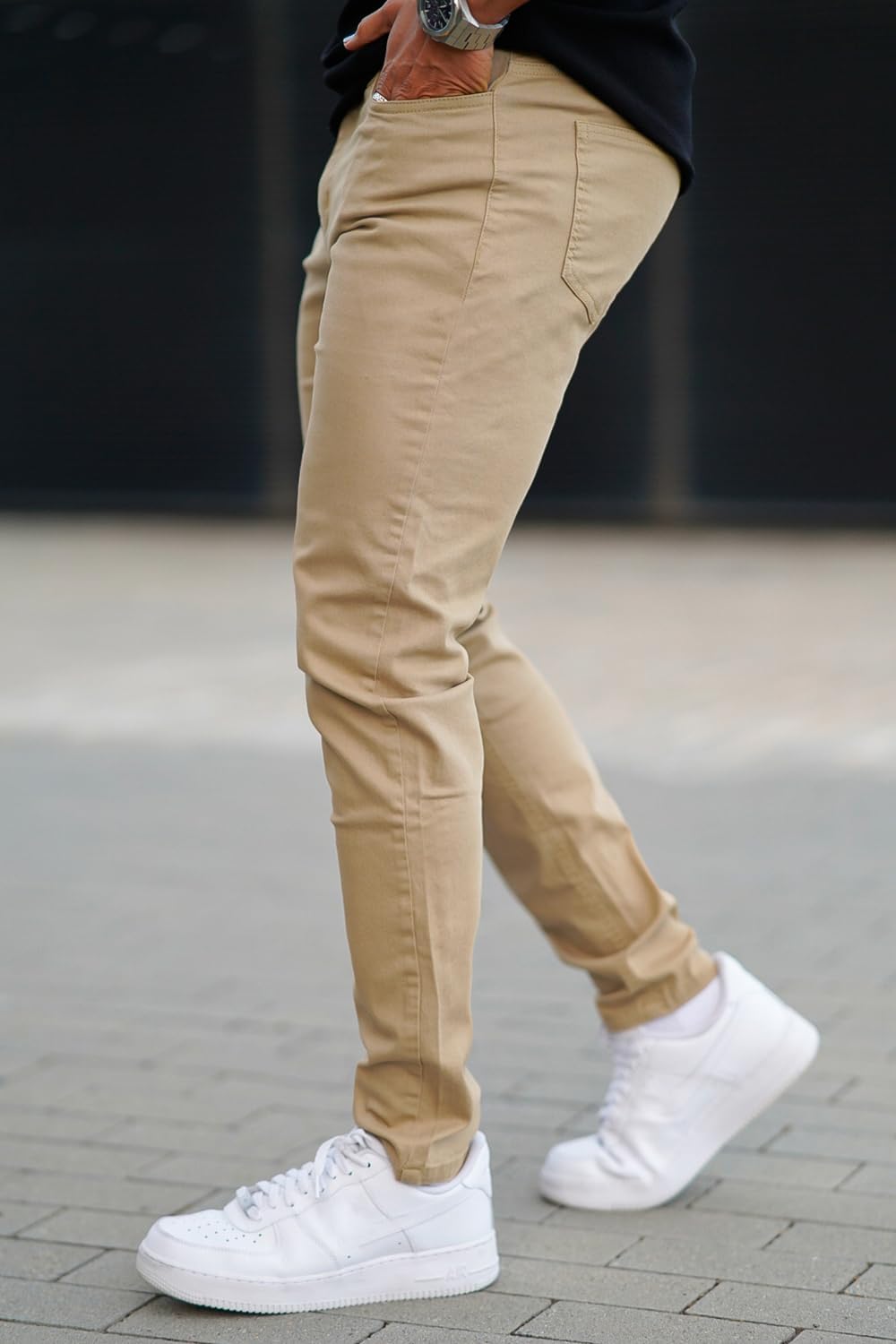 Mens Jeans Skinny Stretch Premium High Rise Colored Jeans Expandable Waist - Image 3