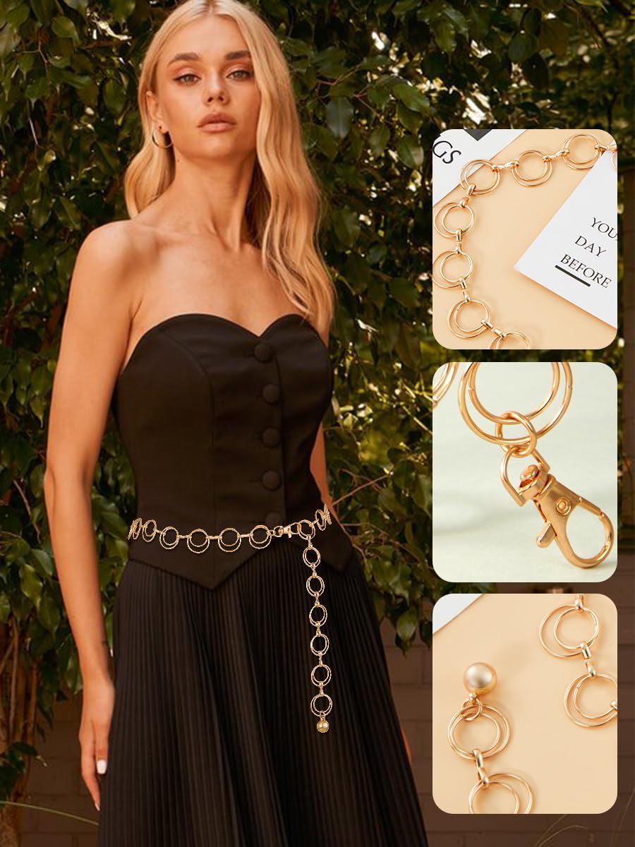 FIORETTO Chain Belt for Women Metal Waist Chain Fashion Multilayer Chain Belts for Dress - Image 2