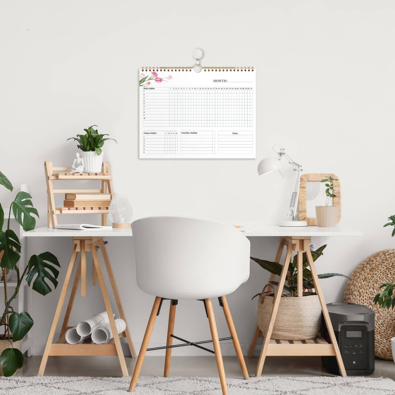 Habit Tracker Calendar - 12 Months Undated Daily Planner, 8"x10", Weekly & Monthly Period Habit Tracker Journal, Floral, Spiral Binding with Writable Goals Habits Track - Image 6
