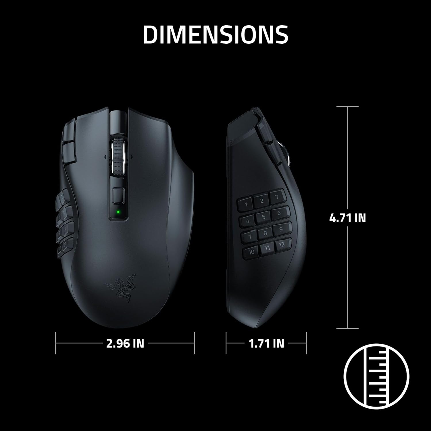 Razer Naga V2 HyperSpeed Wireless MMO Gaming Mouse: 19 Programmable Buttons - HyperScroll Technology - Focus Pro 30K Optical Sensor - Mechanical Mouse Switches Gen-2 - Up to 400 Hr Battery Life - Image 7