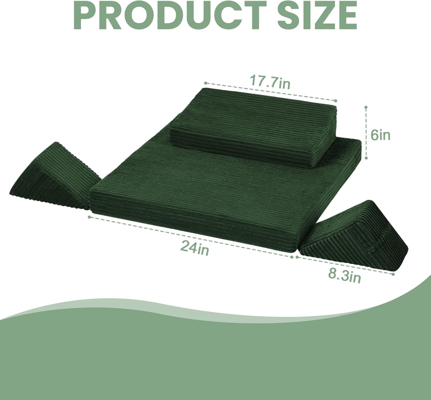 Meditation Cushion, Meditation Pillow for Sitting on Floor, Large Yoga Zabuton Pillows Washable, Zafu Set with 2 Knee Supports, 3 Shapes for Comfortable Sitting, Green - Image 5
