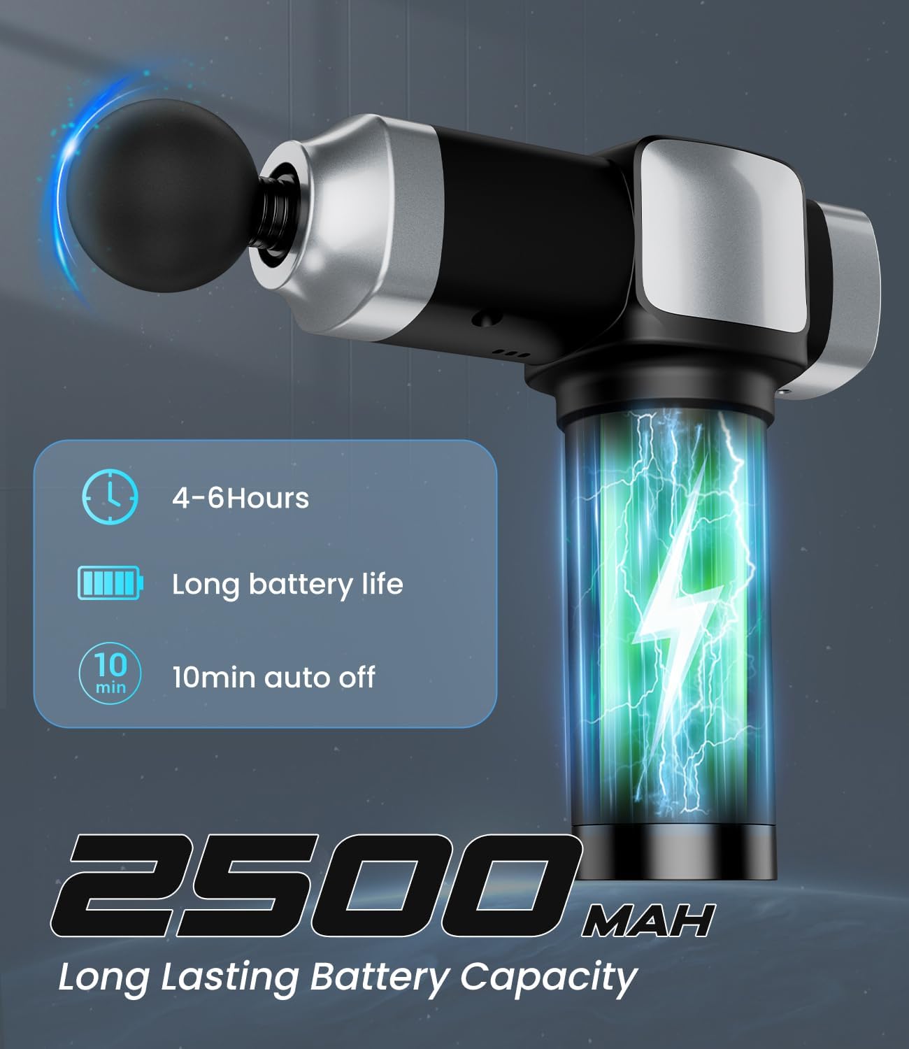 Deep Tissue Massage Gun, Portable Percussion Muscle Massager with 30 Speeds & 6 Attachments, Handheld Electric Back & Neck Massager for Pain Relief - Image 4