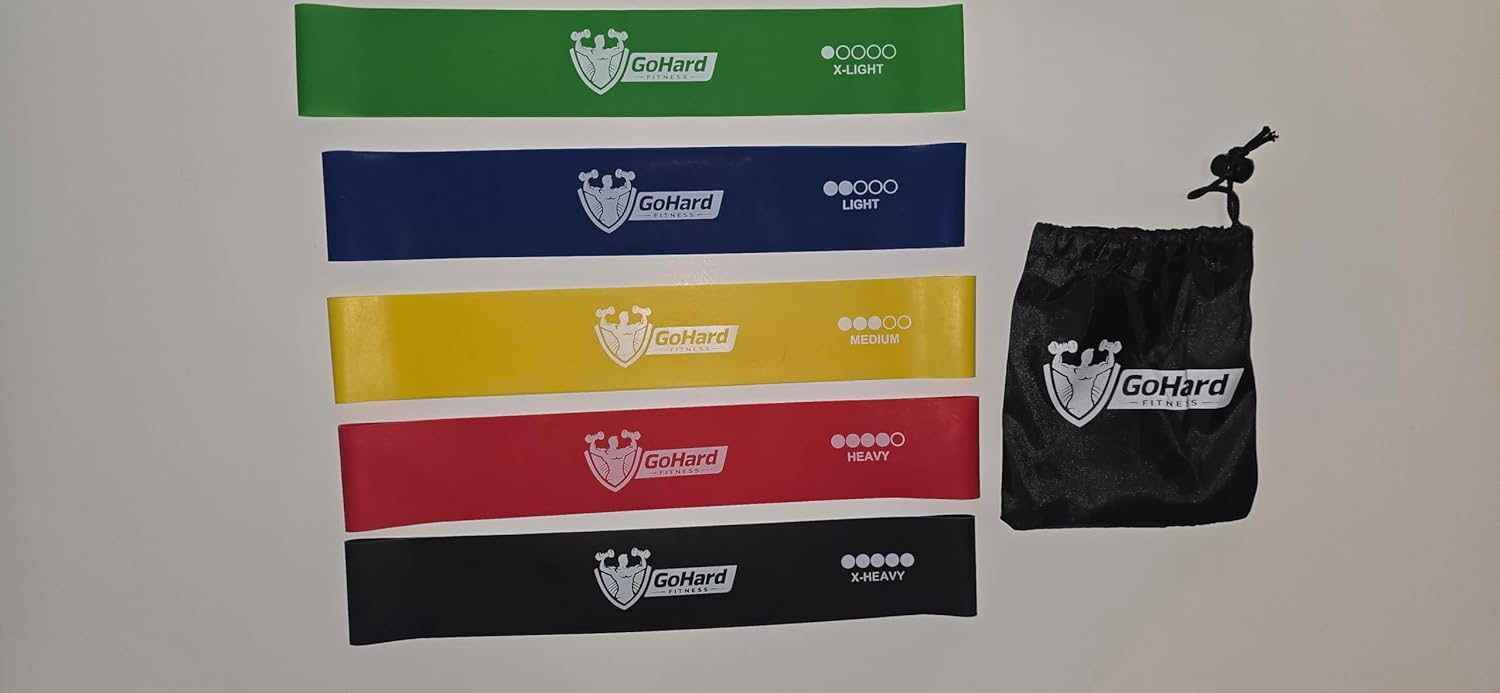 Resistance Loop Exercise Bands with Instruction Guide and Carry Bag, Set of 5 - Image 2