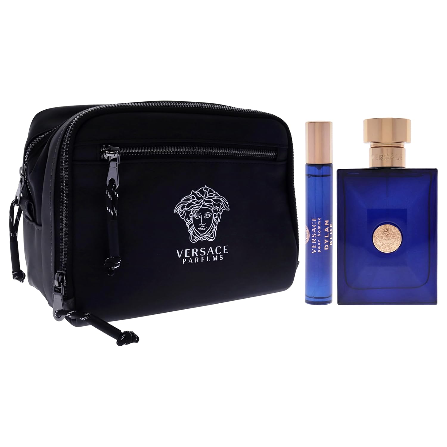 Dylan Blue by Versace for Men - 3 Pc Gift Set 3.4oz EDT Spray, 10ml EDT Spray, Blue Pouch - Image 2
