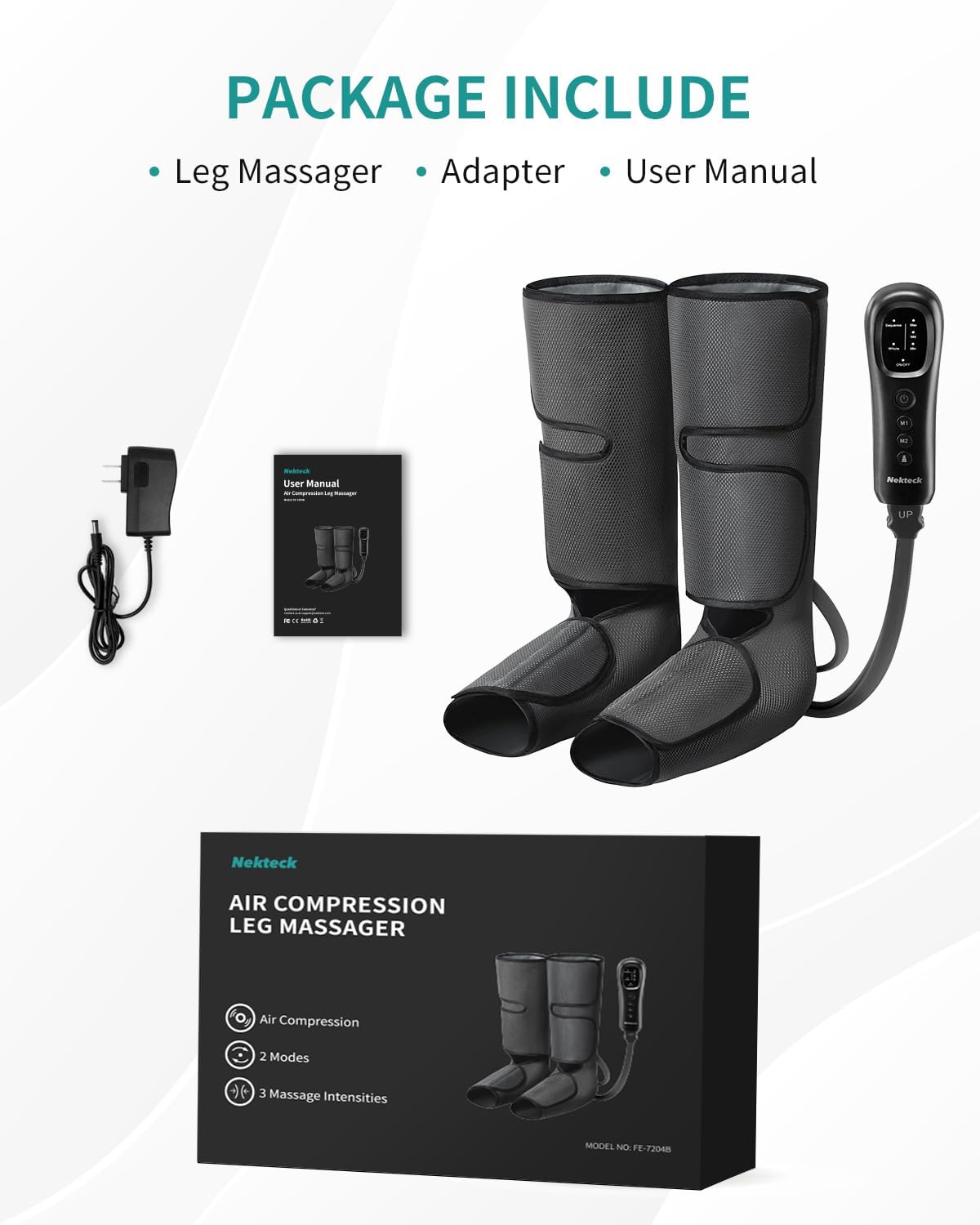 Nekteck Leg Compression Massager for Circulation and Relaxation, FSA Eligible Foot and Calf Massage Machine 2 Modes 3 Intensities with Hand-held Controller for Pain Relief, HSA Adjustable Leg Wraps - Image 8