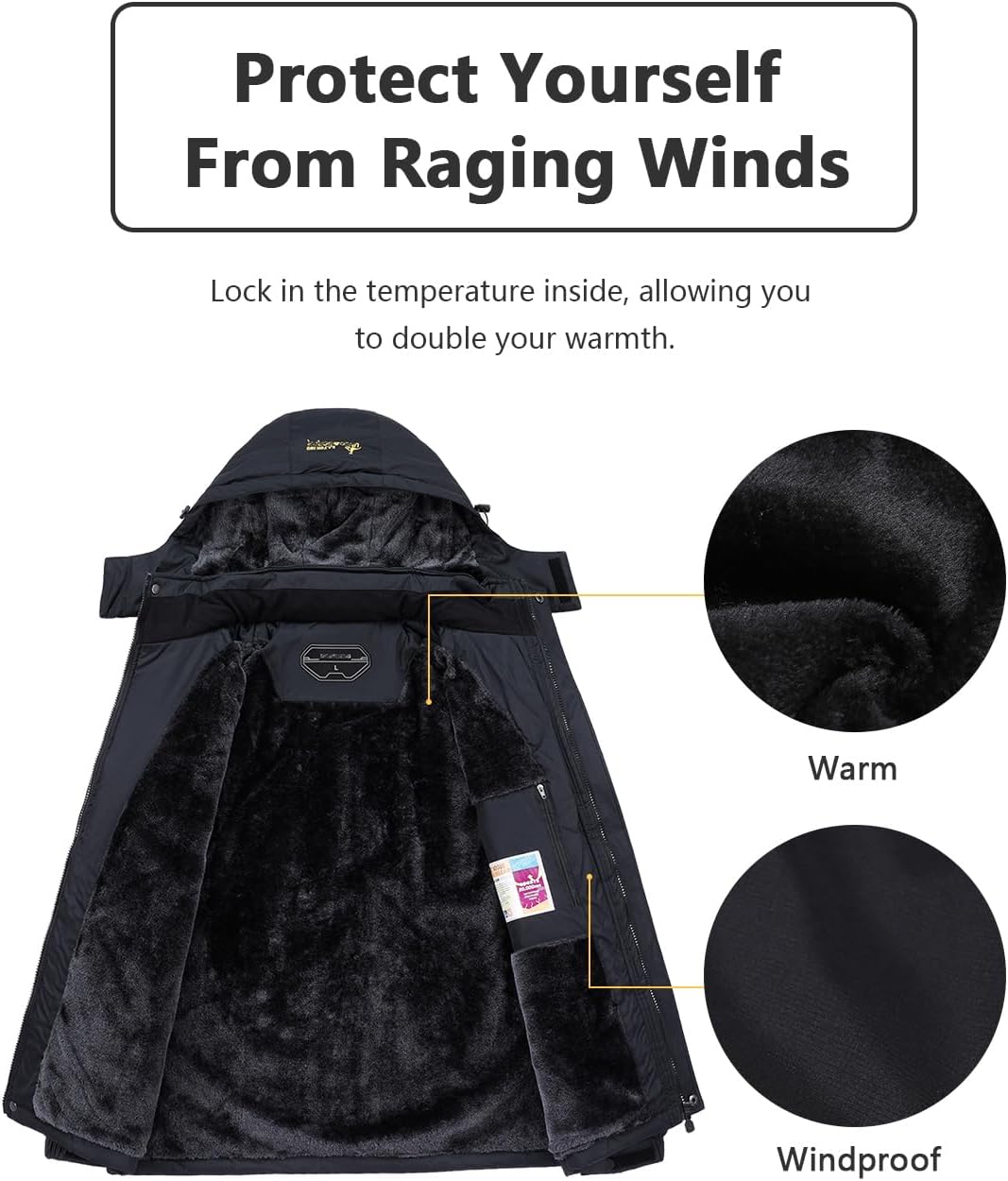 Men's Ski Jacket Warm Winter Snow Coat Waterproof Mountain Windbreaker Snowboarding Jacket Hooded for Hiking Travel - Image 5