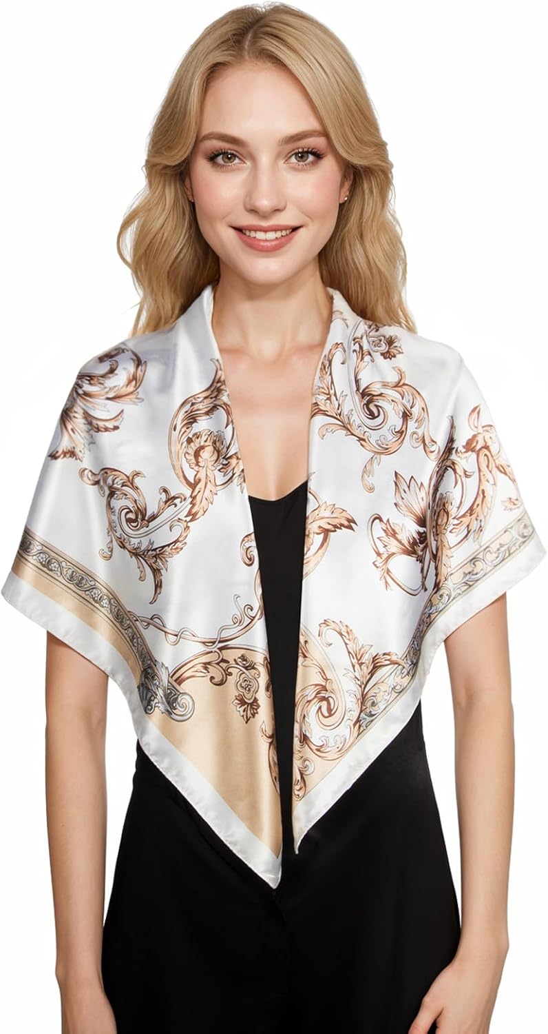 RIIQIICHY Head Scarf for Women Like Silk Scarf Hair Scarf Printed Square Scarf Bandanas for Women 35 Inches - Image 4