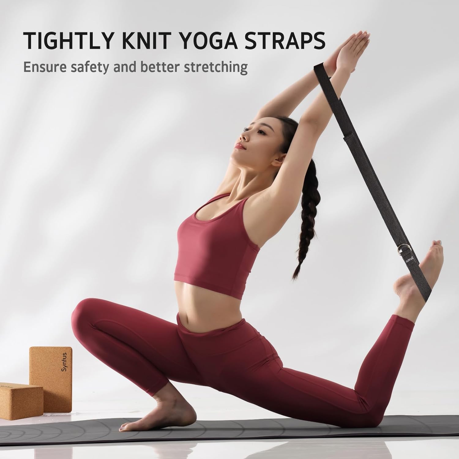 Syntus Yoga Block and Yoga Strap Set, 2 Soft Non-Slip Yoga Blocks 9×6×4 inches, 8FT Metal D-Ring Strap for Yoga, General Fitness, Pilates, Stretching and Toning - Image 6