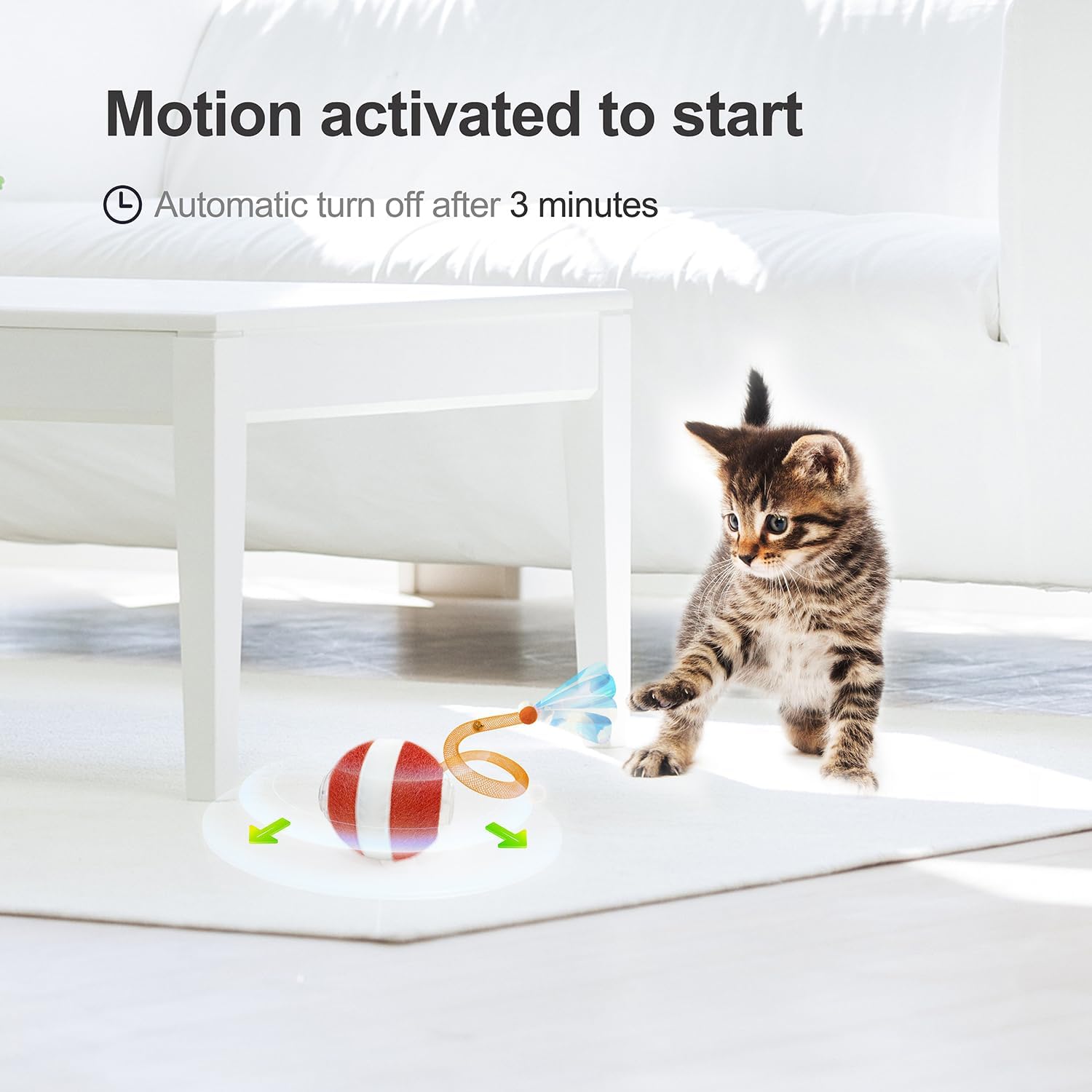 Interactive Cat Toys for Indoor Cats,The 3rd Generation Agile Moving Cat Ball with Elastic Mesh Tail,Automatic Kitten Toys for Bored Indoor Cats,Motion Activated (Orange) - Image 5