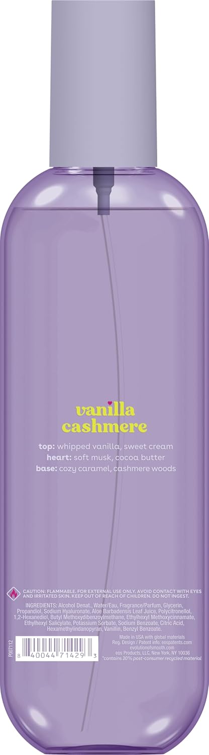 eos Cashmere Body Mist, Vanilla Cashmere, Soft Musk, Cozy Caramel, Hair Mist, Body Spray for Women Moisturizing, Hyaluronic Acid, Vanilla Body Spray, Vegan, Cruelty-free, 6 fl oz - Image 7