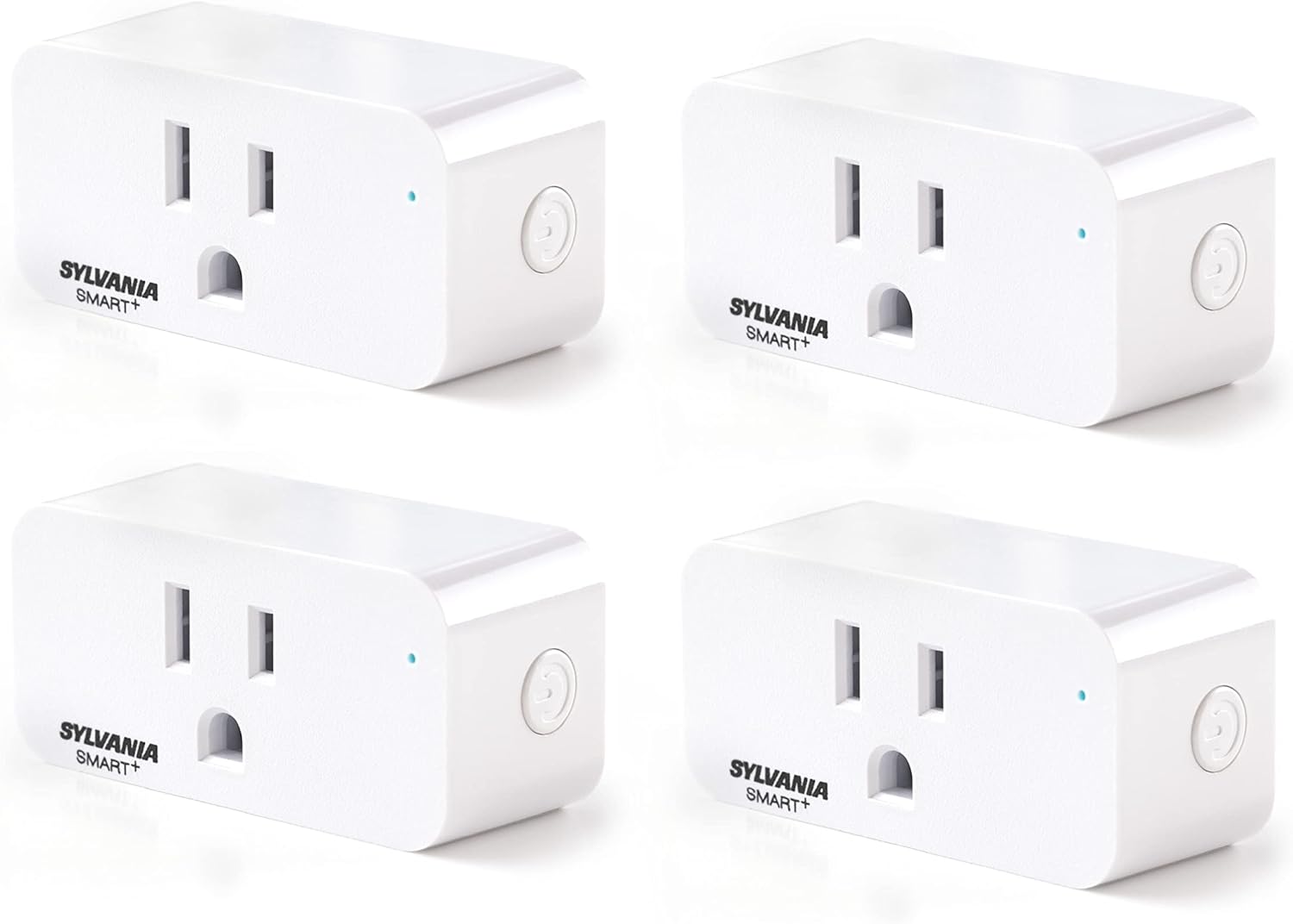 Sylvania WiFi Smart Plug, Voice Control, Compatible with Alexa and Google Home, Timer, On/Off, White - 4 Pack (75703)