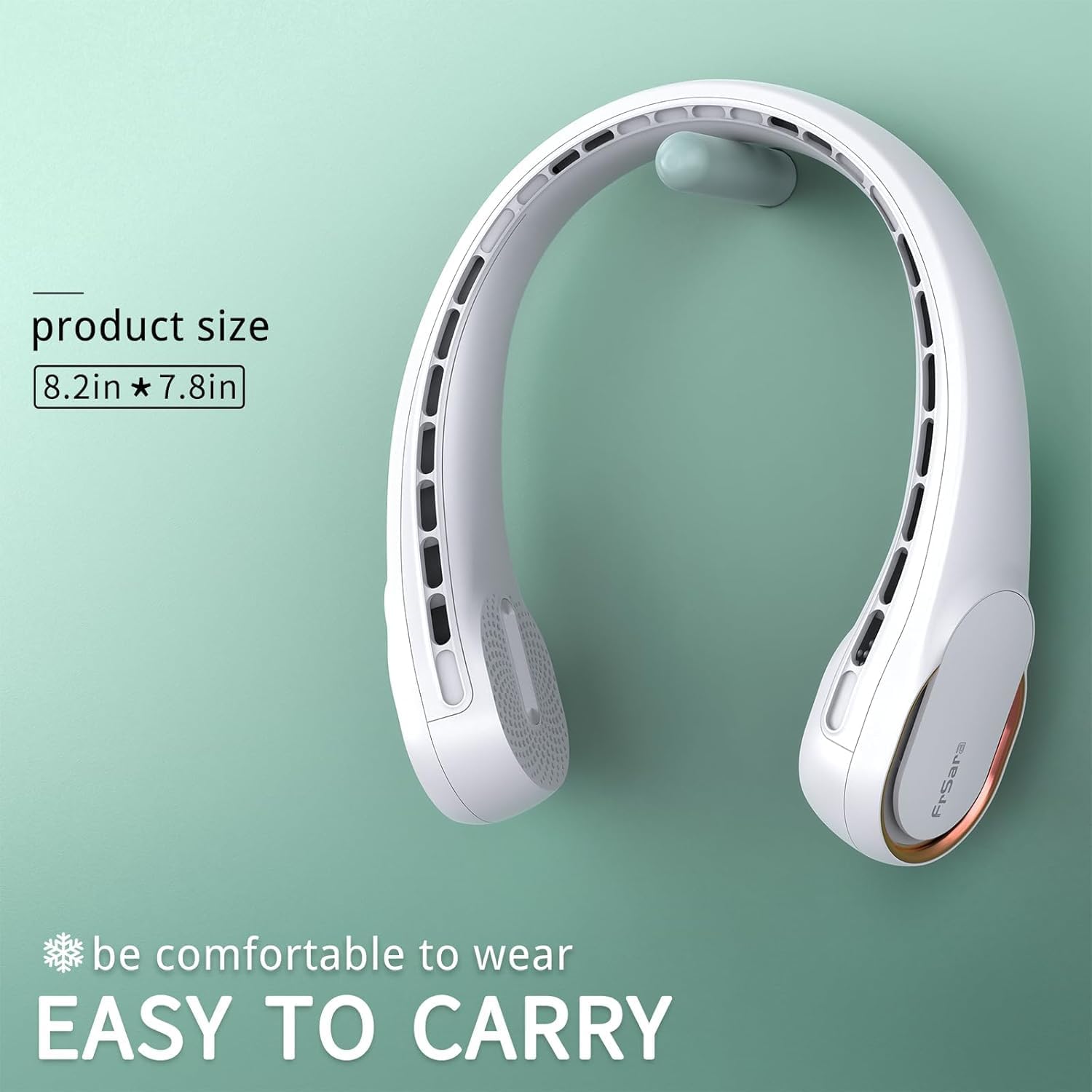FrSara Neck Fan, Portable Personal Fan Strong Wind, 5200mAh, Air Volume,360° Cooling, No Hair Twisting, Air Volume On 2 Sides, Non-Slip, Quick Charge, Long Use Time, Birthday Gift for Women, Dad, Men - Image 3
