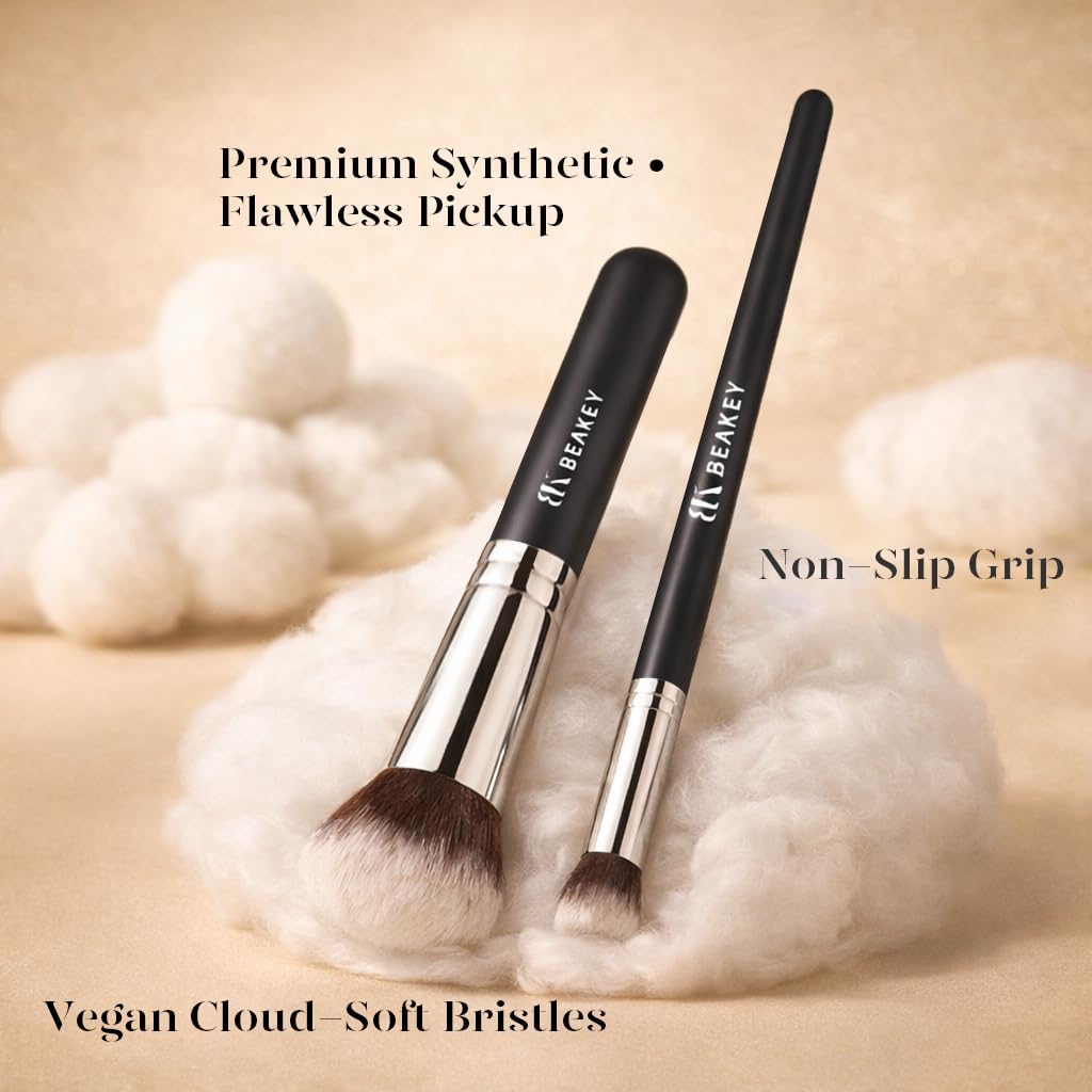 BEAKEY Makeup Brushes Sets, Brush Sets with Makeup Sponges (10+2pcs, with Black Case) - Image 4