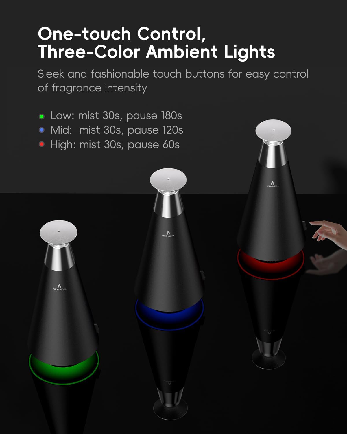 Wireless Rechargeable Waterless Scent Diffuser Starter Kit - 1500 Sq Ft Coverage,Alloy Atomization System,Mood Light, Hotel Scent Diffuser, Including 120ml Essential Oil, for Home,Large Room,Spa,Black - Image 6