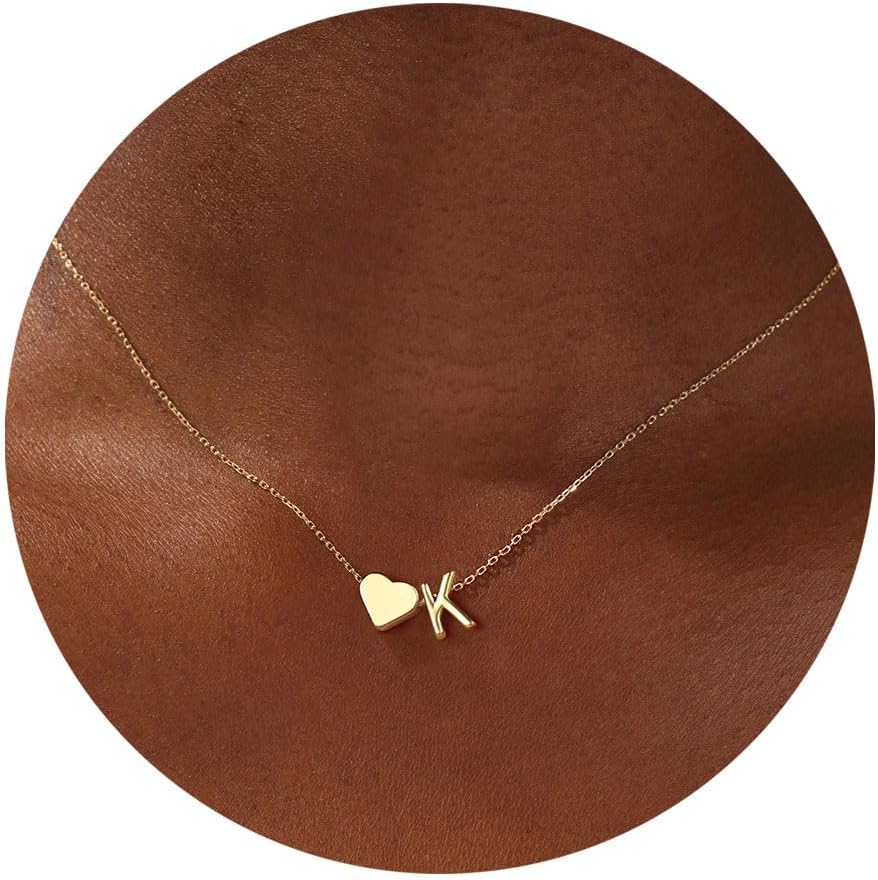 Turandoss Easter Basket Stuffers for Kids Teen Girls - Dainty 18K Gold Plated Heart Initial A-Z Pendant Necklace Trendy Jewelry Heart Necklaces Birthday Easter Gifts for Girlfriend Wife Women