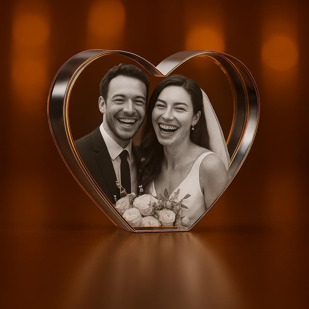 Personalized 3D Crystal Heart with Photo – Custom Laser Engraved Picture in Glass – Memorial, Wedding, Anniversary or Birthday Gift for Her, Him, or Pet – Size 4 x 3.5 x 2.5 inches - Image 5