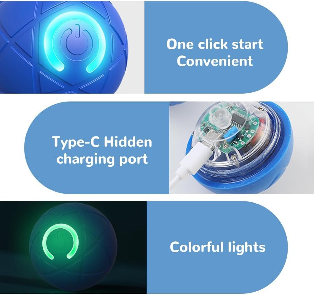 Interactive Dog Toys, 2026 New Moving Bouncing and Rotating Balls, Durable Automatic Rolling Ball for Indoor Play, Dog Ball Shaky Balls Toy for Dogs (Blue) - Image 7