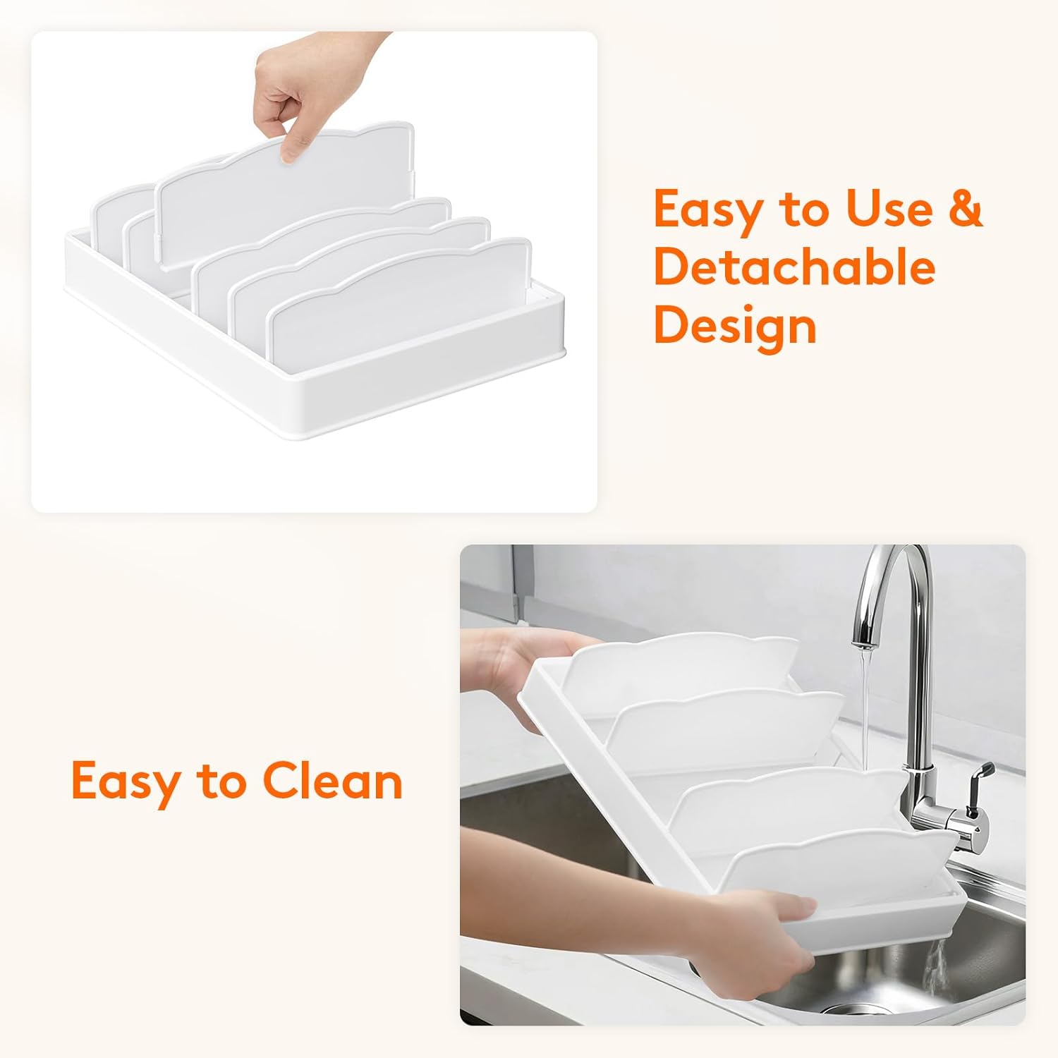 Lifewit Kitchen Cabinet Organizer for Food Contanier Lid, Lid Holder with 6 Adjustable Dividers & 7 Sections for Pantry Organizers and Storage, Home Drawer Organization, Large, 13" x 10" - Image 8