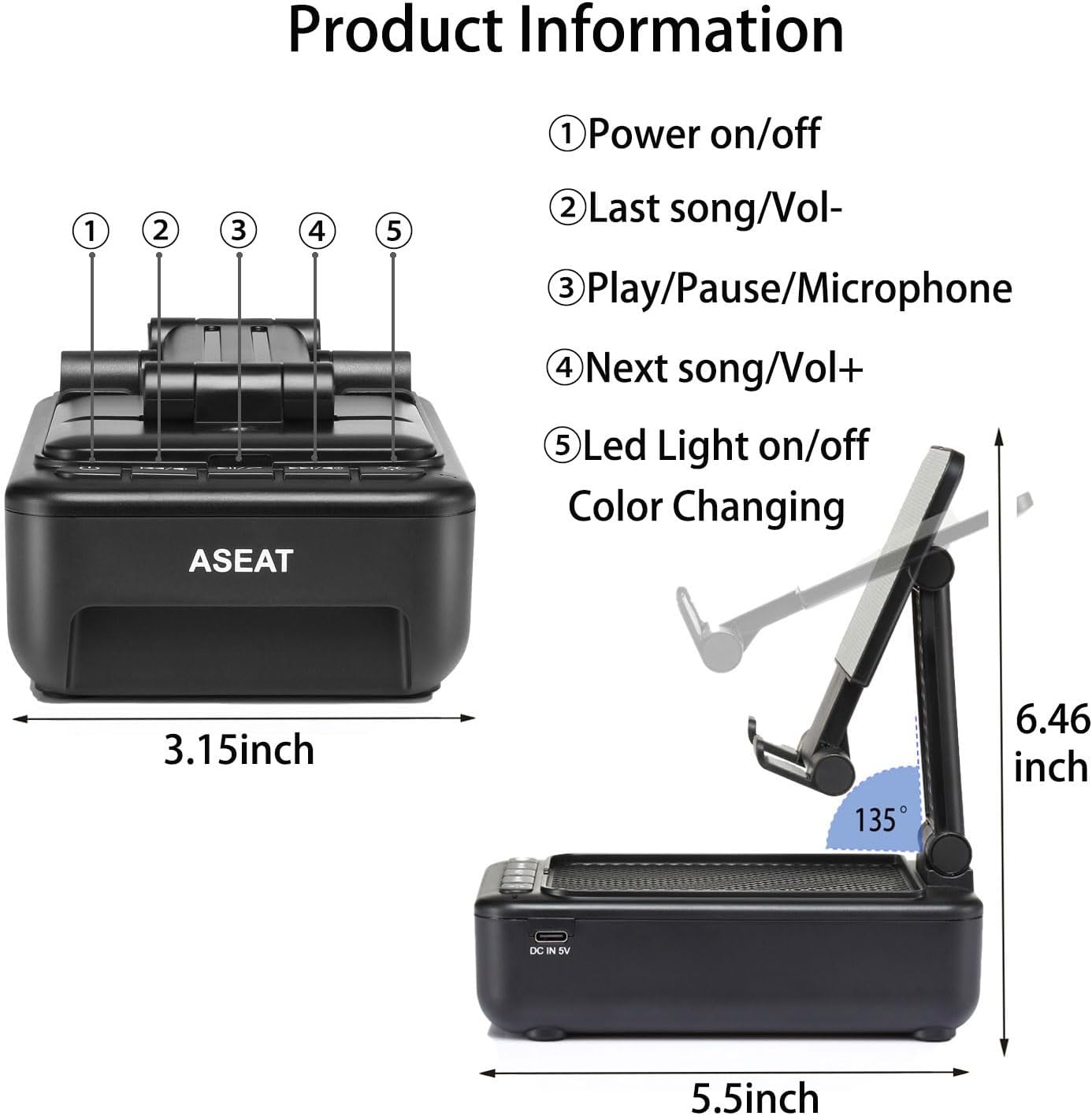 Gifts for Men Him, Cell Phone Stand with Bluetooth Speaker&Led Color Changing Light, Unique Gifts for Women Dad Her Husband, Cool Tech Gadget Wireless Speaker, Birthday Gifts for Men, Ideal Gifts - Image 5