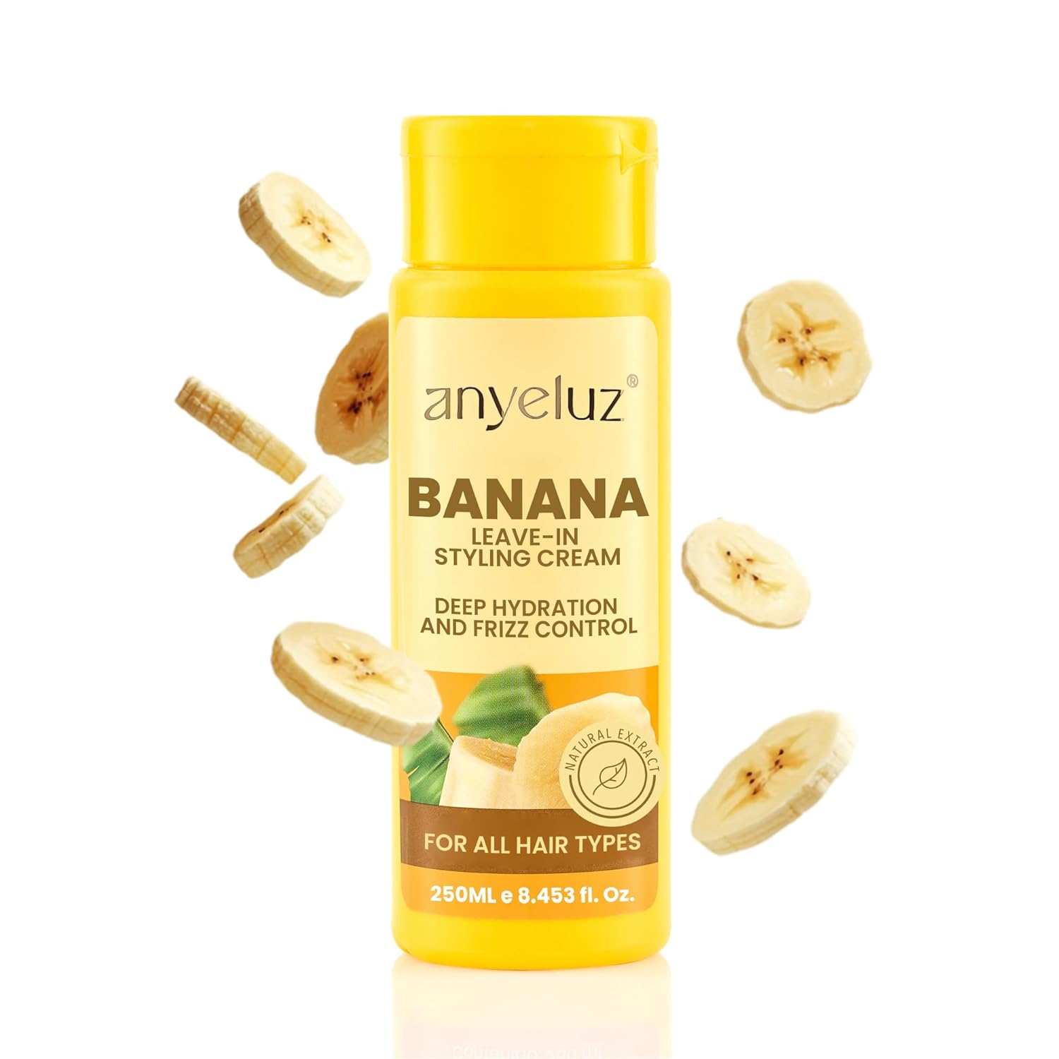 ANYELUZ Banana Leave-In Styling Cream - Leave-In Conditioner for Frizz Control and Shine, Strengthens and Smooths Hair