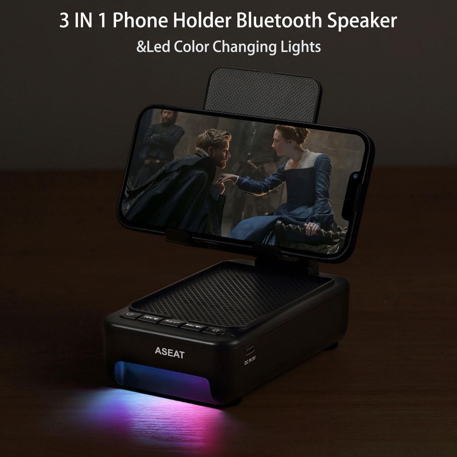 Gifts for Men Him, Cell Phone Stand with Bluetooth Speaker&Led Color Changing Light, Unique Gifts for Women Dad Her Husband, Cool Tech Gadget Wireless Speaker, Birthday Gifts for Men, Ideal Gifts - Image 2