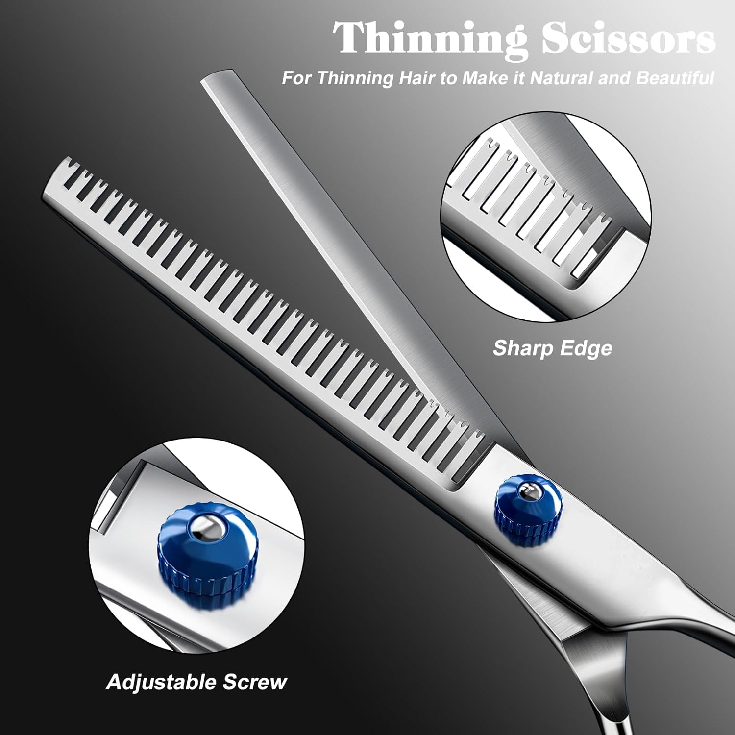 Professional 4 in 1 Dog & Cat Grooming Scissors Kit with Safety Round Tips,Sharp & Durable,Dog Shears for Grooming - Includes Straight, Curved, Thinning Scissors and Comb - Premium Pet Supplies - Image 5