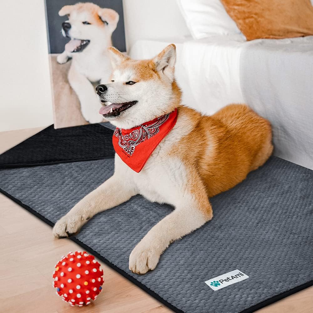 PetAmi Waterproof Dog Blanket, Leakproof XL Pet Blanket for Large Dogs, Furniture Sofa Couch Cover Protector, Fleece Cat Throw Bed Crate Kennel, Reversible Washable Soft Plush, Twin 60x80 Black Gray - Image 5