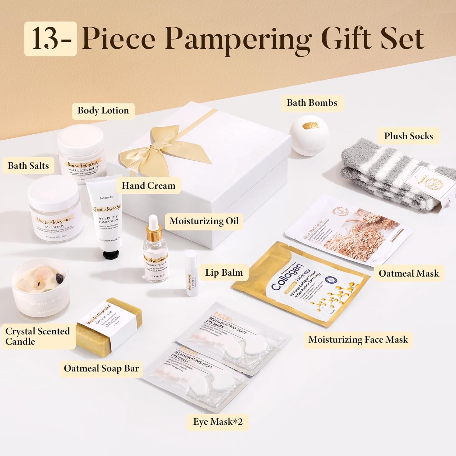 Spa Gifts for Women 13Pcs Mothers Day Gifts Happy Birthday Gift Baskets, Christmas Relaxing Home SPA Kit Bath Set Self Care Package Thank You Box for Mom Her Sister Teacher Friends Friendship - Image 2