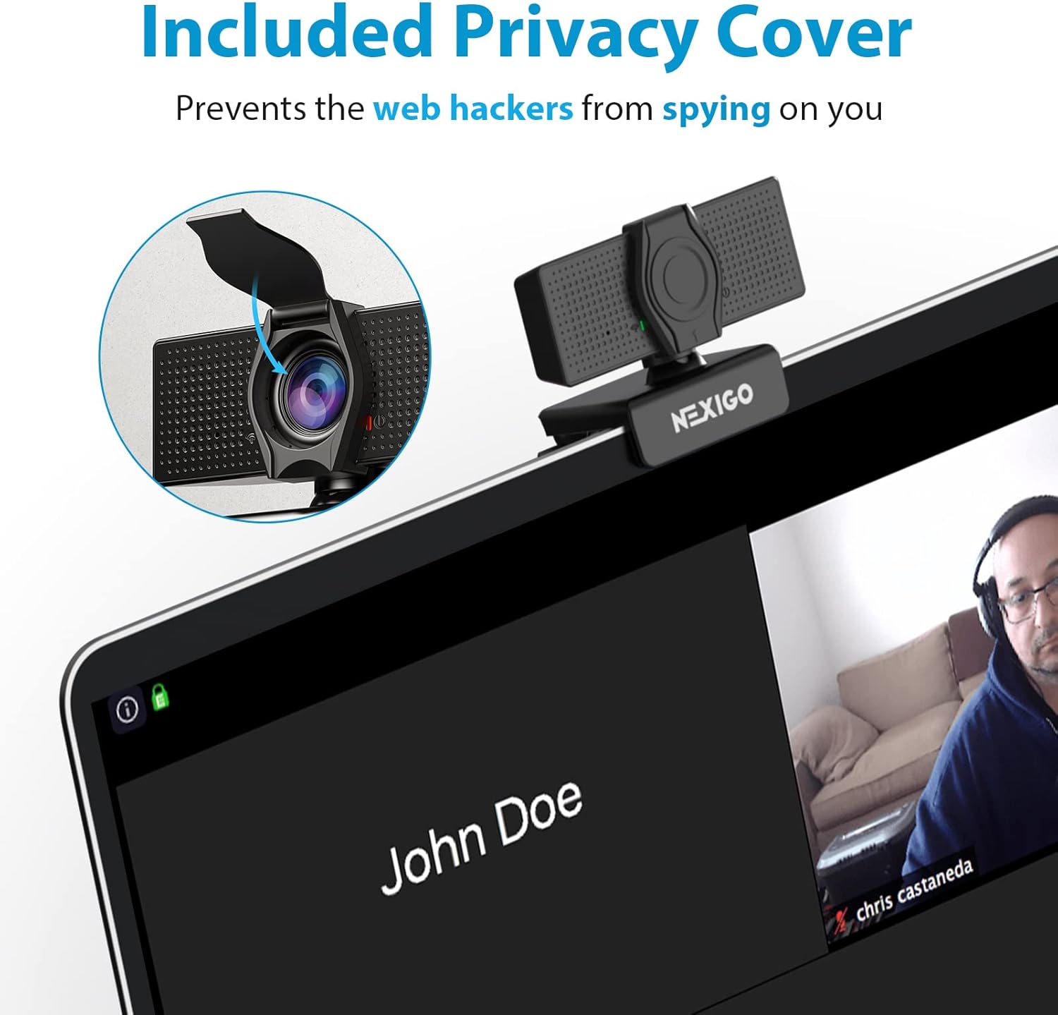 NexiGo N60 1080P Webcam with Microphone, Software Control & Privacy Cover, USB HD Computer Web Camera, Plug and Play, for Zoom/Skype/Teams, Conferencing and Video Calling - Image 3