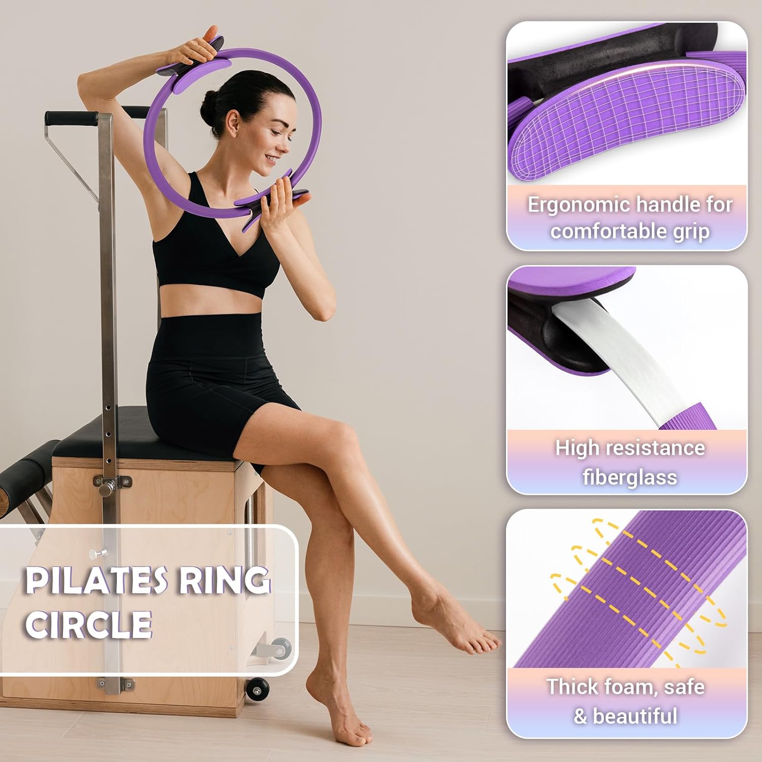 Pilates Ring Set for Women, 12" Pilates Ring and Ball Set with Resistance Bands for Home Workouts, Portable Pilates Kit with Bag & 2 Training Poster for Full Body Exercise - Image 2
