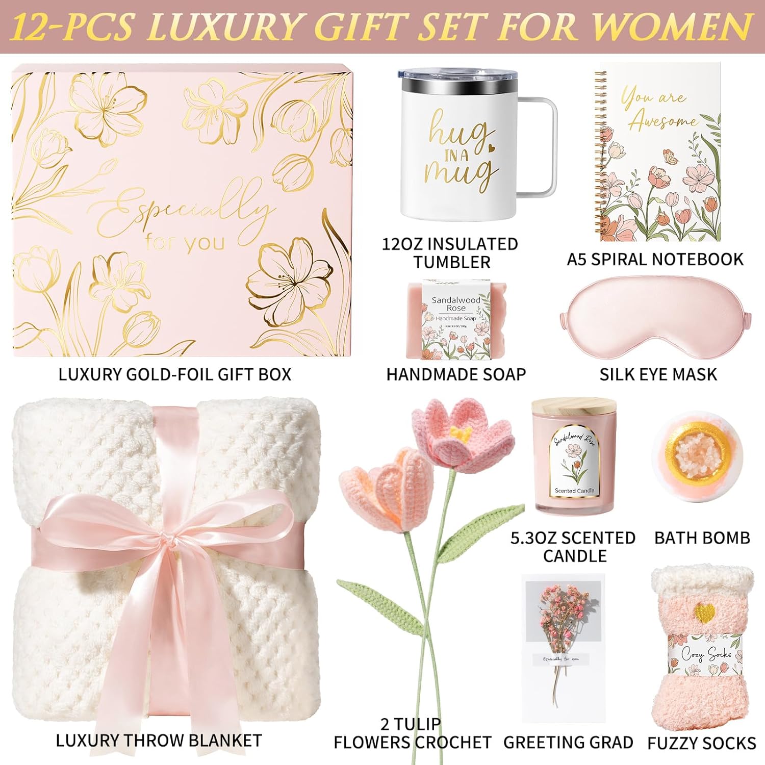 Mothers Day Birthday Gifts for Women Self Care Package, Get Well Soon Gift Baskets for Women Spa Gifts Set, Unique Thinking of You Inspirational Sympathy Easter Gift Baskets for Mom Her Friend Sister - Image 2