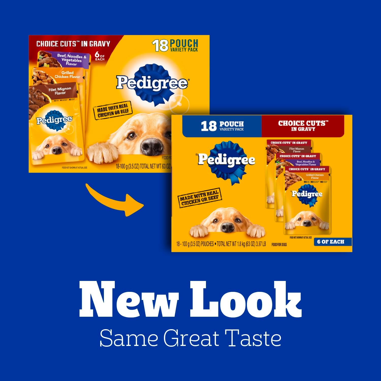 Pedigree Choice Cuts in Gravy Wet Dog Food, Adult Soft Wet Dog Food, Variety Pack, 3.5 oz. Pouches, 18 Count - Image 2