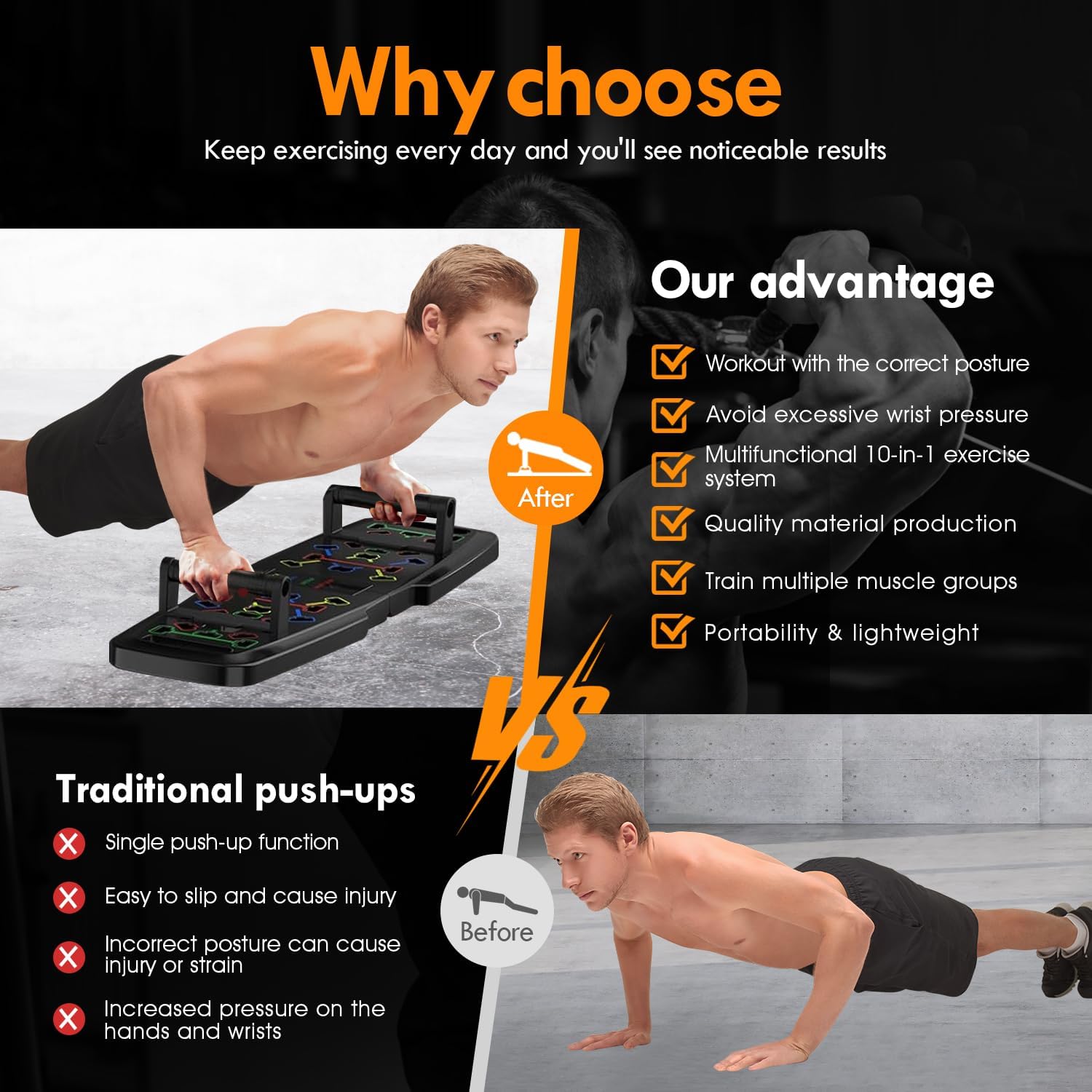 MQRW Push Up Board,Home Gym,Portable Exercise Equipment,Pilates Bar and 20 Fitness Accessories with Resistance Bands and Ab Roller Wheel,Full Body Workout at Home - Image 5