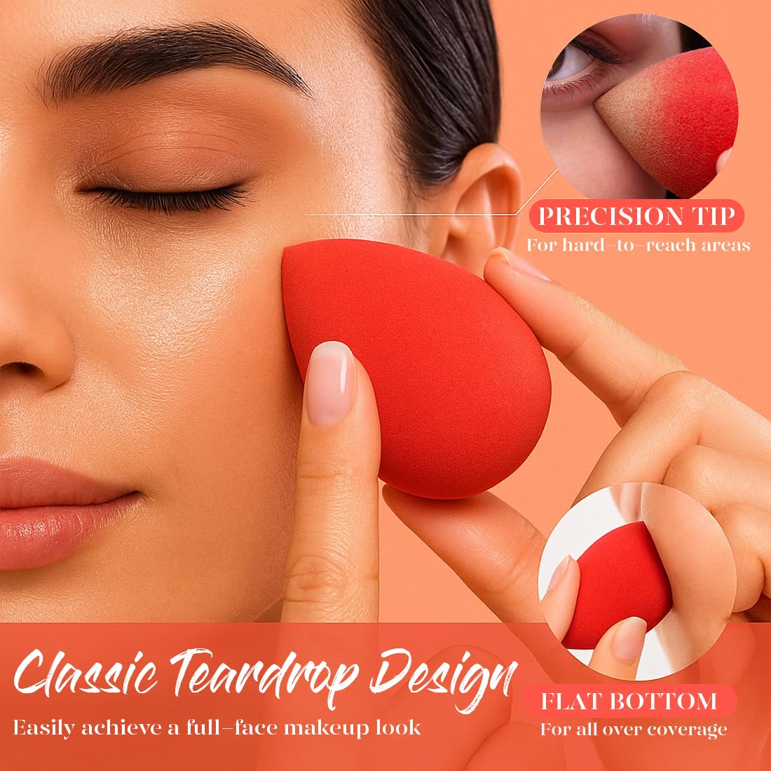 BEAKEY Makeup Sponge Set 5 Pack Micro Porous Low Absorption Soft Latex Free Foundation Beauty Sponges & Blenders for Powder Cream - Image 5
