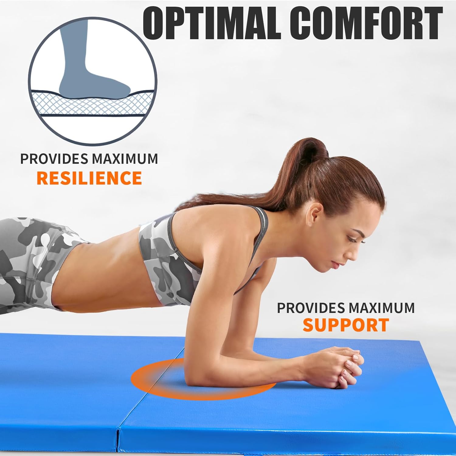 RitFit Upgraded Folding Exercise Mat, 2 Inch Thick Gymnastics Mat 3’x6’,4’x8’,4x10’,2'x8' with Carrying Handles for Yoga, MMA, Stretching, Core Workouts and Home Gym Protective Flooring - Image 3