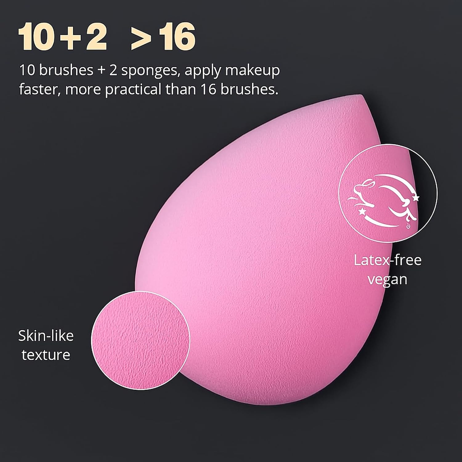 BEAKEY Makeup Brushes Set, Professional Foundation Eyeshadow Concealer Blush Powder Bronzer Applicator, 2 Blender Sponge with Beauty Paper Case - Image 4
