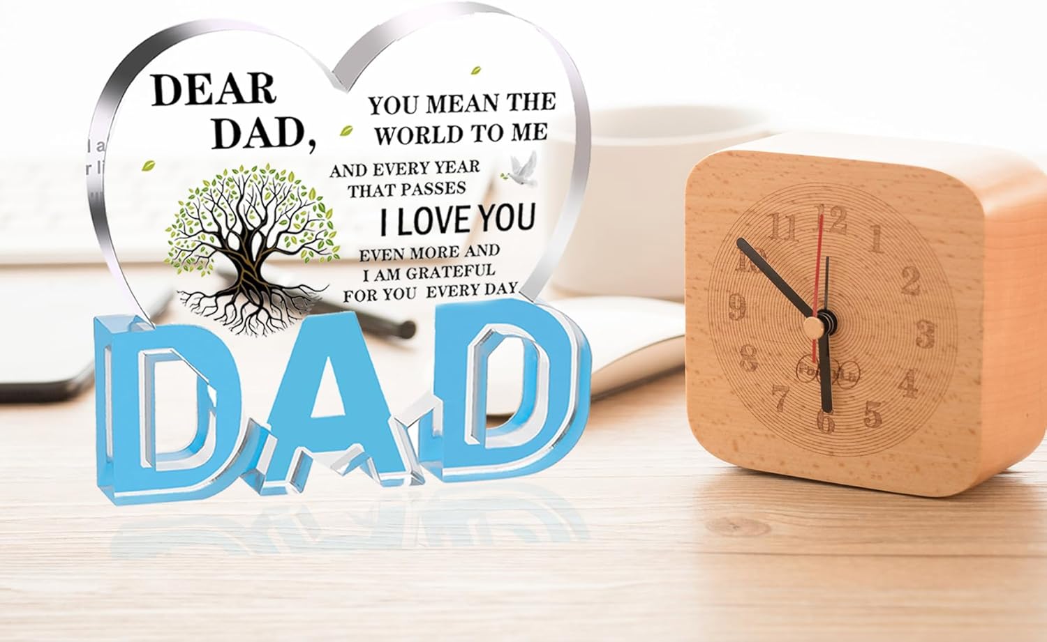 Gifts for Dad, Dad Birthday Gifts - Acrylic Heart Dad Plaque 3.9×3.7inch, Valentines Day Christmas Fathers Day Present for Dad from Daughter Son Wife, Memorial Gifts for Loss of Dad - Image 7